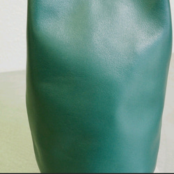 【初回特価】長財布が入るミニドローストリングバッグ◇高級イタリアンレザー（グリーン）巾着バッグ スマホショルダー トート 5枚目の画像