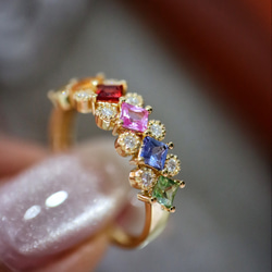 ファンシーカラーサファイアリングk18 指輪・リング パール大好き(購入