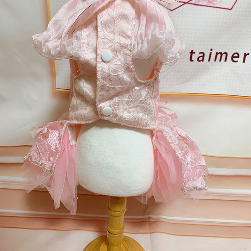 犬猫うさちゃん服 王道が可愛い♡お花のPink色ドレス ペット服