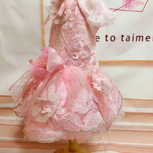 犬猫うさちゃん服 王道が可愛い♡お花のPink色ドレス ペット服