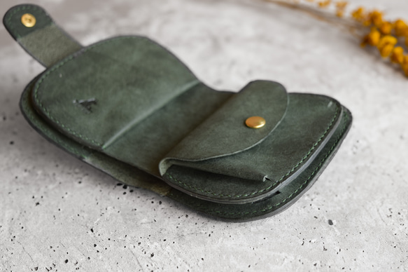 - BI-FOLD WALLET -　本革ｲﾀﾘｱﾝﾚｻﾞｰ　MARGOT【マルゴー】　MossGreen 6枚目の画像