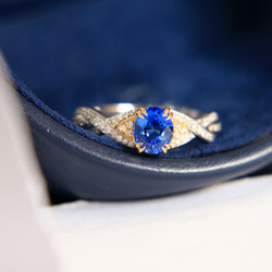 天然ダイヤモンド付きサファイアリングk18 指輪・リング パール