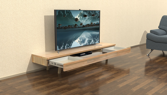 [手作り家具】桧　無垢材 オイルフィニッシュのシンプルなテレビ台 w170 SLIM 4枚目の画像