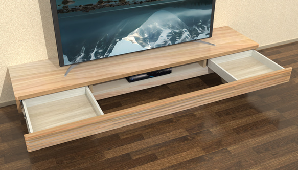 [手作り家具】桧　無垢材 オイルフィニッシュのシンプルなテレビ台 w170 SLIM 5枚目の画像