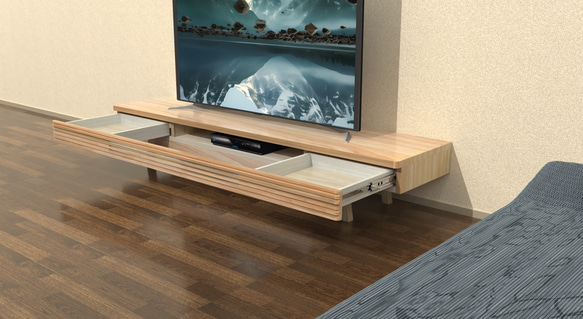 [手作り家具】桧　無垢材 オイルフィニッシュのシンプルなテレビ台 w170 SLIM 6枚目の画像