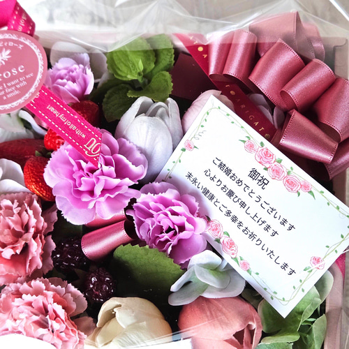 チューリップカーネーションのギフトボックス アートフラワー P.rose
