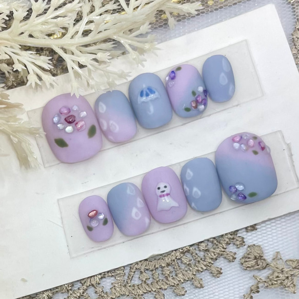 サイズオーダー♡ マットグラデーション紫陽花ネイルチップ size