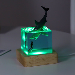 ミニ ナイトライト LED ランプ USBケーブル付き台 セット 照明 サメ 海 ランプ プレゼント at-0134 3枚目の画像