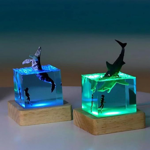 ミニ ナイトライト LED ランプ ライト 照明 クジラ 海 ダイバー