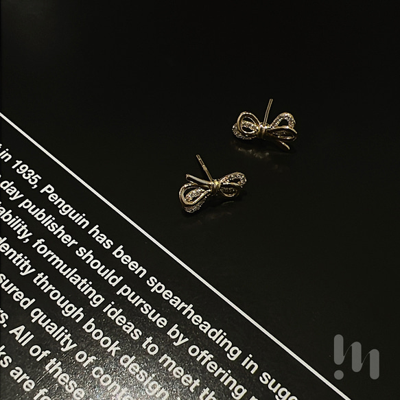 LIM:M PROJECT 質感飾品 碎鑽蝴蝶結純銀耳環 B24E015 第1張的照片