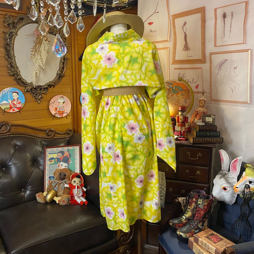 和洋折衷 浴衣 リメイク ワンピース ドレス レトロ 古着 和