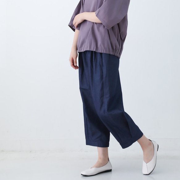 さらり夏用デニムのキレイ目 バルーンパンツ 3サイズ選べる◎丈オーダーも可 ブルー nunono-52 2枚目の画像