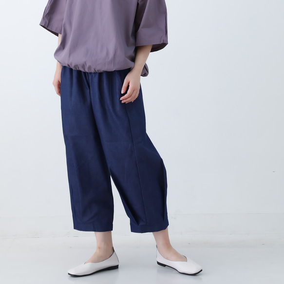 さらり夏用デニムのキレイ目 バルーンパンツ 3サイズ選べる◎丈オーダーも可 ブルー nunono-52 1枚目の画像