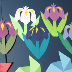 ミニこい・かぶと・かざぐるま・花しょうぶ　〈5月の壁面〉　画用紙　壁面飾り　保育園・幼稚園・学校・図書館その他施設　 3枚目の画像