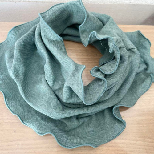 綿100%オリーブグリーンダブルガーゼ手染めネックウォーマー日焼け止め  