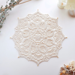 Xmas29cm立体模様の華やかデザイン◎チェコビーズの縁取り レース編み