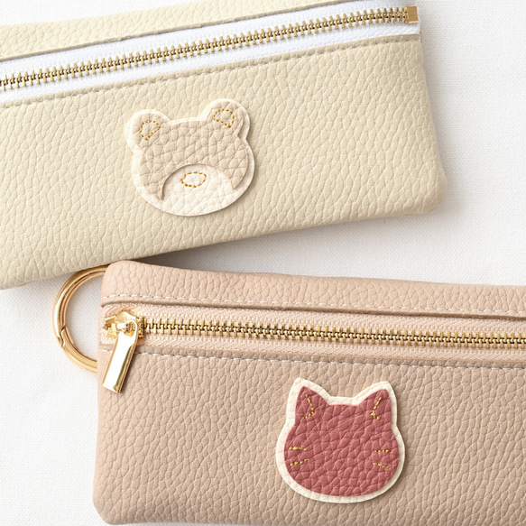 トップファスナーポーチ 【 simple アニマル ステッチ ワッペン 】 小銭入れ 小物入れ コインケース A276I 15枚目の画像