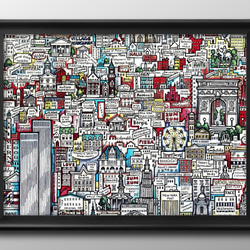 14582□アートポスター 絵画 A3サイズ『マンハッタン マップ 地図