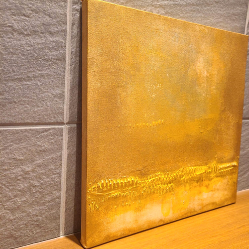 テクスチャーアート（27.3×27.3㎝）抽象画 アートパネル ゴールド