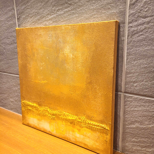 テクスチャーアート（27.3×27.3㎝）抽象画 アートパネル ゴールド