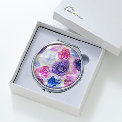 コンパクトミラー パフケース 白蝶貝 ホワイトシェル　パワーストーン　ターコイズ 天然貝 コンパクトミラー （ ホワイトレース ） シェル ・ 螺鈿