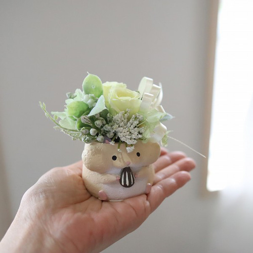 ハムスター プリザーブド 母の日 ギフト 花咲くハムスター 512 アート