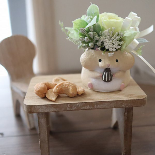 ハムスター プリザーブド 母の日 ギフト 花咲くハムスター 512 アート
