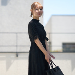 Morino Gakko 全蕾絲短袖正式一件式連身裙 [黑色] 婚禮邀請函、追悼會、典禮場合 第16張的照片