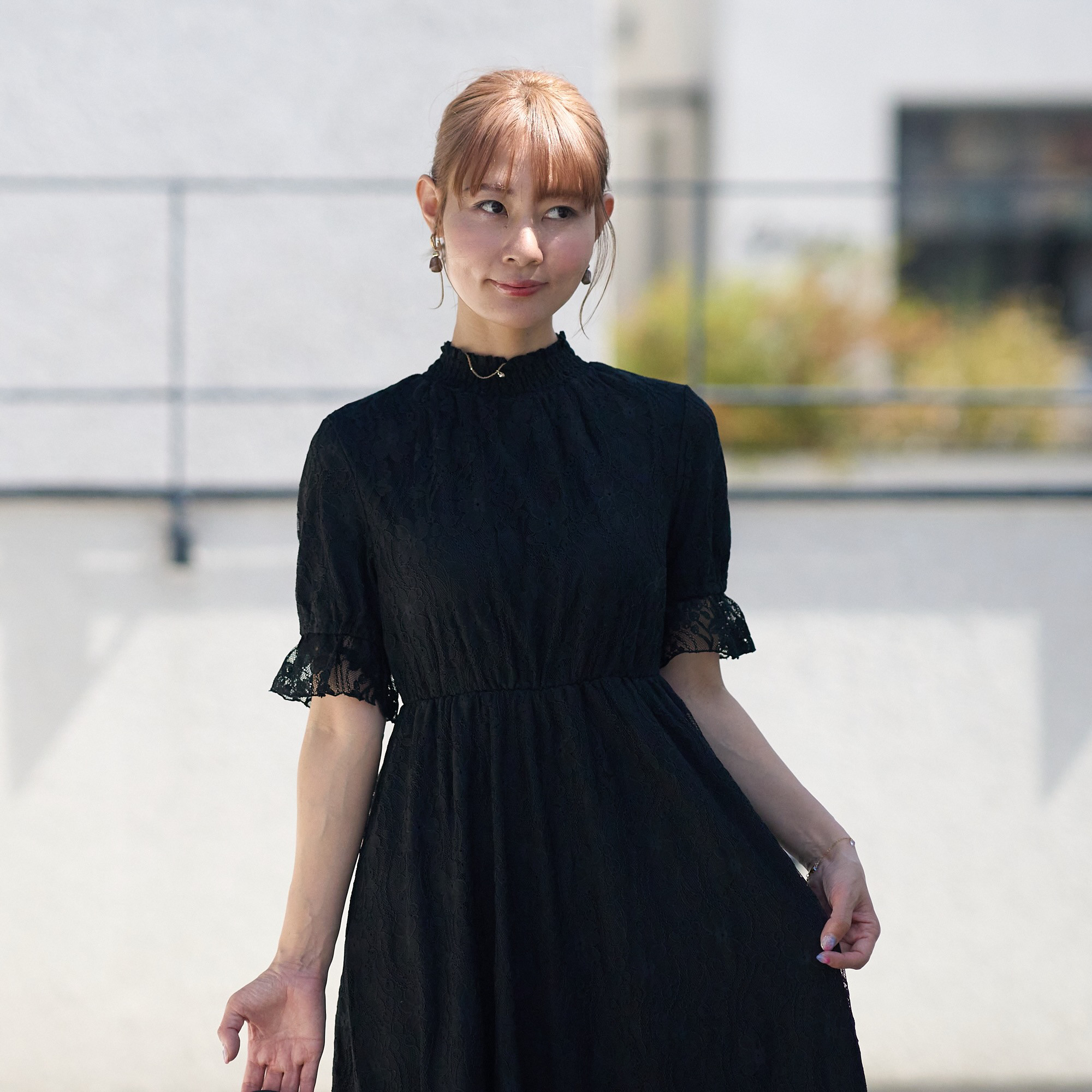 ﾓﾘﾉｶﾞｯｺｳ 総レース半袖フォーマルワンピースドレス【ブラック】結婚式お呼ばれ 法事 冠婚葬祭｜mg-op17-bk