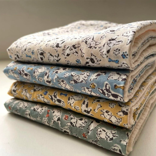 フレンチブルドッグ ローン×ぽこぽこダブルガーゼ 23×23 4枚セット  