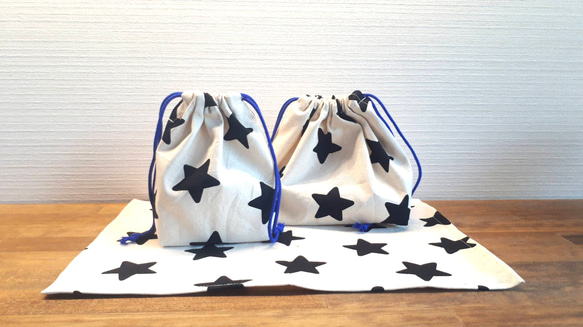 新作！かわいい星柄のお弁当&コップ袋、ランチマット☆キナリ 1枚目の画像