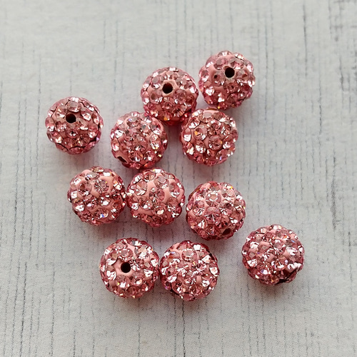 パヴェボール イヤリング♡ストロベリーレッド 6mm 1個】スワロフスキー パヴェボール ピンク ビジュー・クリスタル