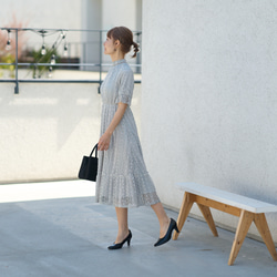 Morino Gakko 全蕾絲短袖一件式連身裙 [灰色] 婚禮邀請函、追悼會、典禮場合 第10張的照片