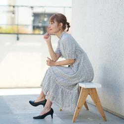 Morino Gakko 全蕾絲短袖一件式連身裙 [灰色] 婚禮邀請函、追悼會、典禮場合 第12張的照片