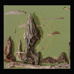 流木で描く山水画（L saiz） 流木アート、　壁装飾、＃１５ 2枚目の画像