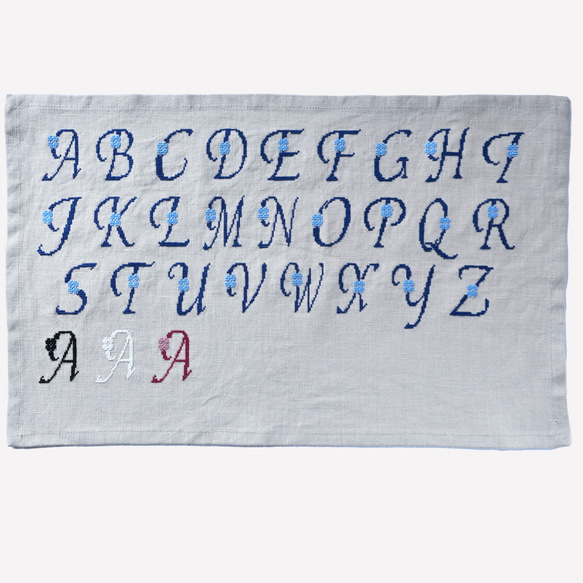 選べるアルファベット刺繍の長方形リネンハンカチ＊クロスステッチ 18枚目の画像