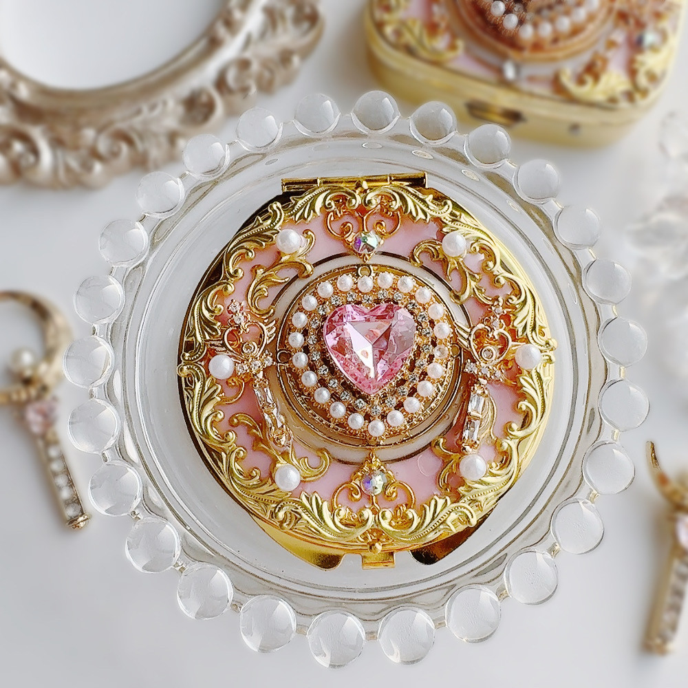 キラキラ魔法のプリンセスコンパクト　pink 両面ミラー