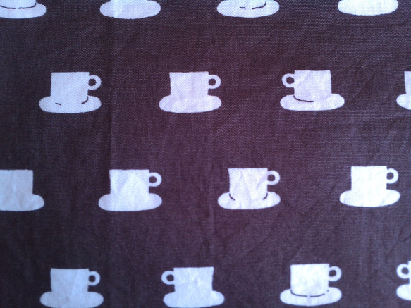 デイリーバッグ　リバーシブル（コーヒーカップ茶×白、斜めストライプ） 8枚目の画像
