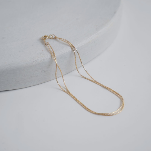 14kgf 2連ブレスレット 華奢 極細 細い ゴールドチェーン【長さ