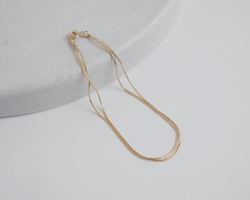 【専用です】♦︎14kgfブレスレット２点 14kgf 2連ブレスレット 華奢 極細 細い ゴールドチェーン【長さ