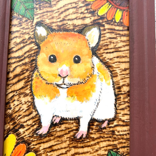 送料無料】ラッピング無料ハムスターの絵 木製インテリアアート