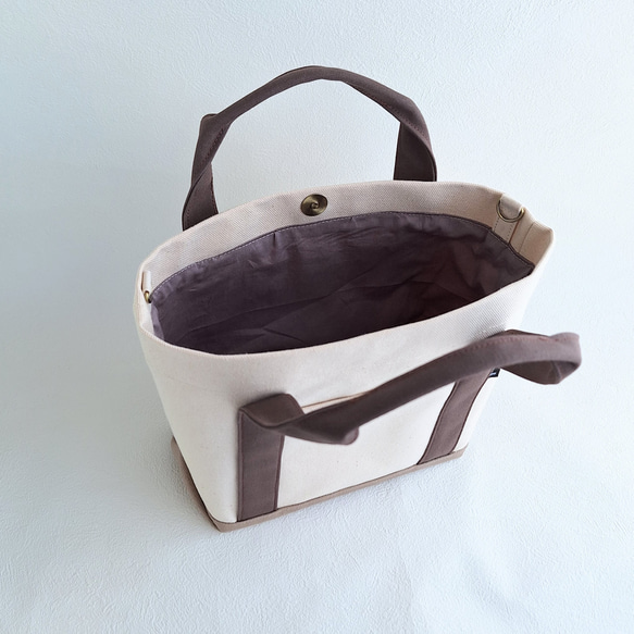倉敷帆布トートバッグ(キナリ×えび茶・サンド) 5枚目の画像