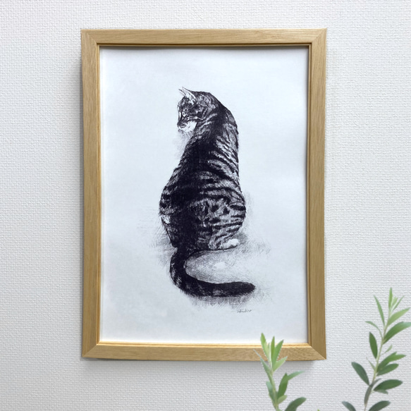 版画「振り向く猫」 1枚目の画像