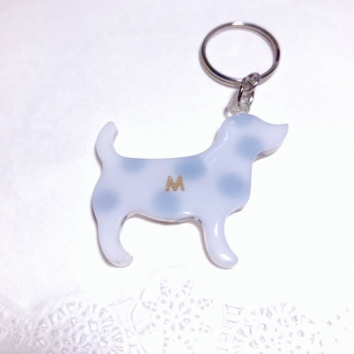名前入れハンドメイド動物犬レジンキーホルダー/チャーム その他