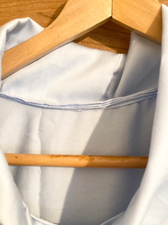 水色のチュニックシャツL L.3 L.4 L胸リボン七分袖 6枚目の画像