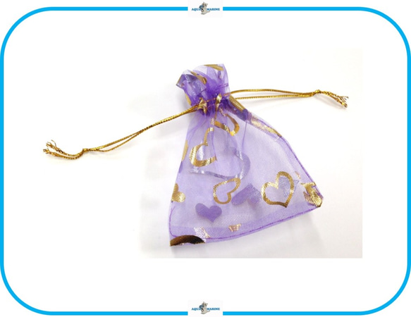 IM26 レース 巾着 約9×7cm 10枚セット ミニ 袋 ラッピング パープル 紫 キラキラ ハート 結婚式 誕生日 3枚目の画像