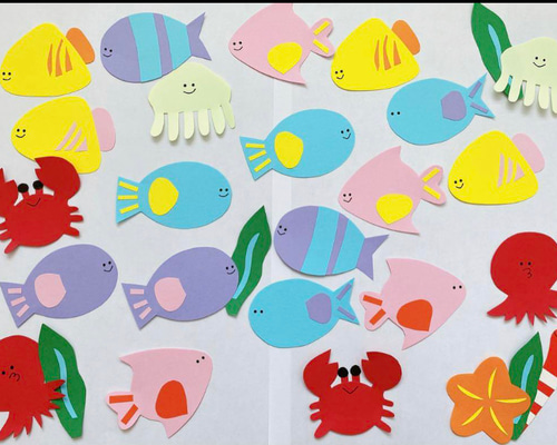 魚　壁飾り　額装 夏 水族館 7月 8月 魚 サメ 壁面 飾り 壁面飾りの通販 by 雅の