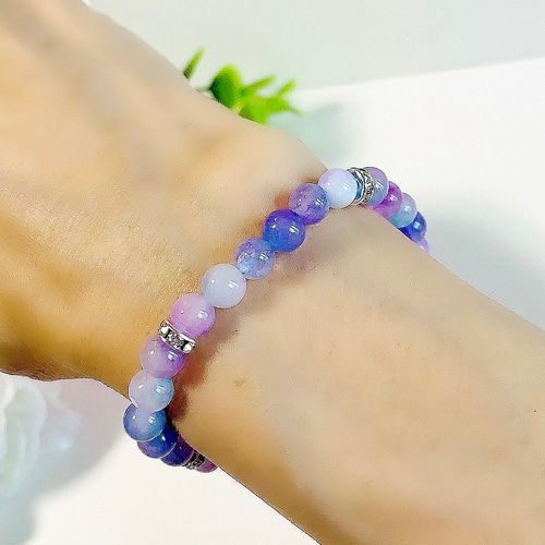 紫色の花翡翠ブレスレット パープルジェイド ミックスカラー 紫色の花翡翠ブレスレット パープルジェイド ミックスカラー