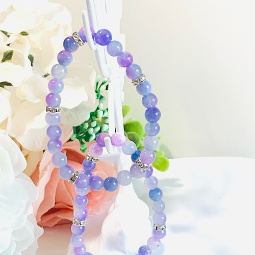 紫色の花翡翠ブレスレット パープルジェイド ミックスカラー 紫色の花翡翠ブレスレット パープルジェイド ミックスカラー