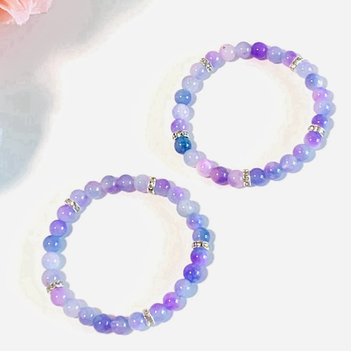 紫色の花翡翠ブレスレット パープルジェイド ミックスカラー
